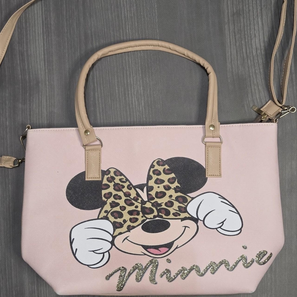 Disney Minnie Mouse pink tote bag with leopard print bow